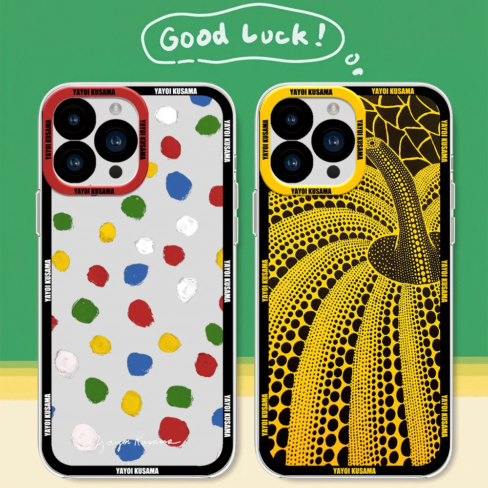 Yayoi Kusama Art For iphone 11 12 13 14 15 16 Mini Plus Pro Max Transparent Shell