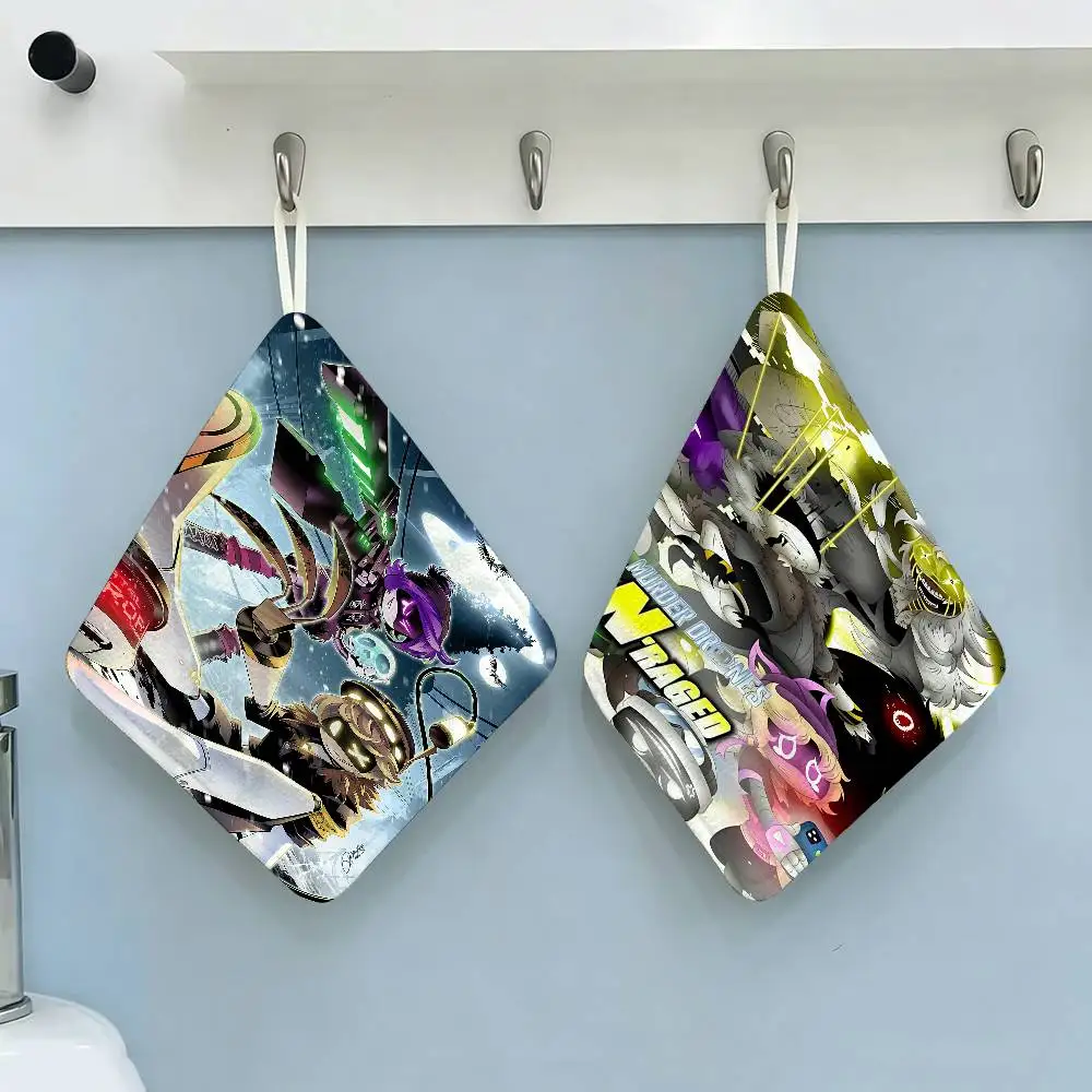 1PC Anime Murder Drones  Polyester Cotton Hanging Kitchen Towel, Soft Hand Wiping Towel, Reusable for Kitchen Bathroom Home