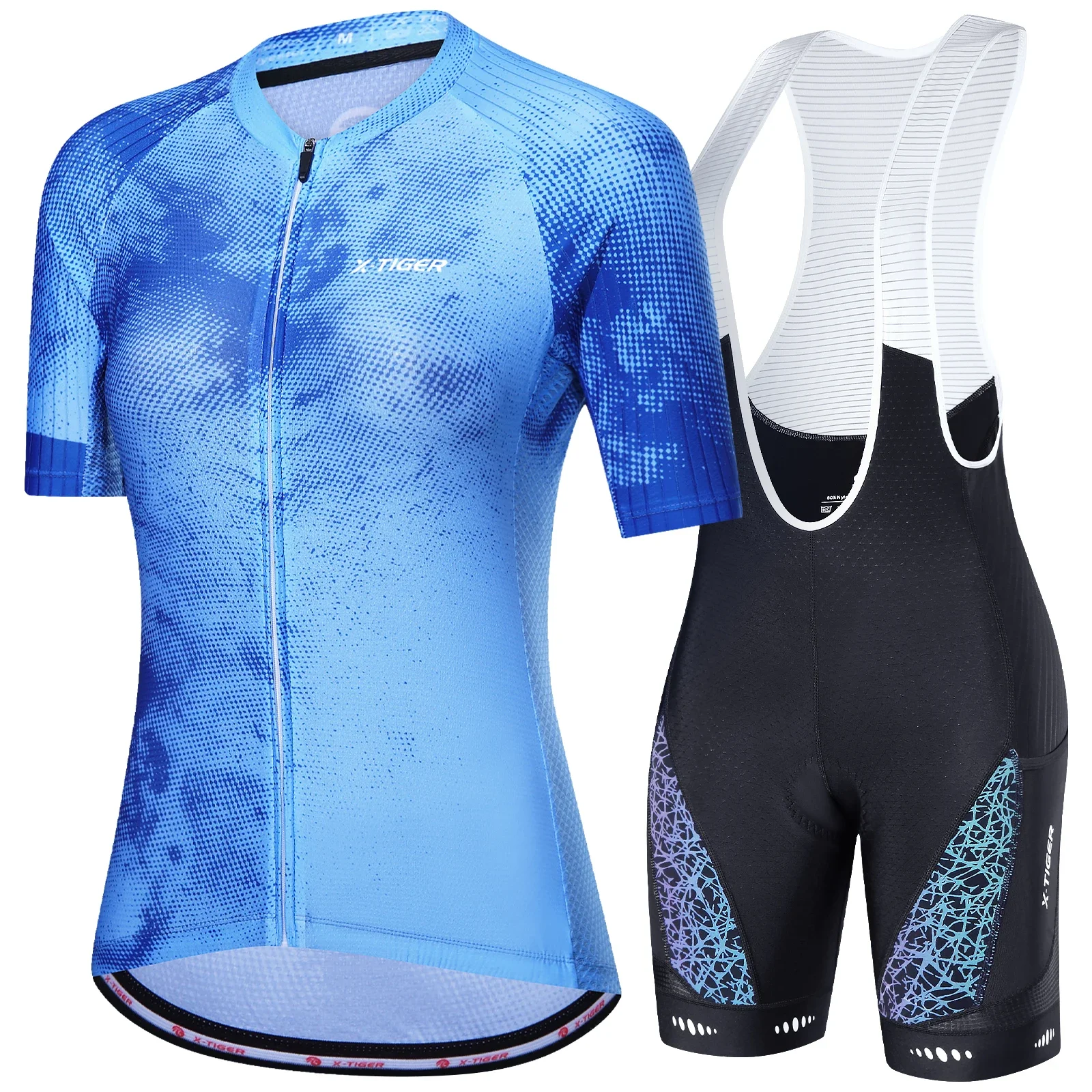 X-TIGER Women\'s Cycling Jersey Sets Outdoor Sports Summer Slim-Fit Short Sleeve Skinsuit Breathable Lycra Bicycle Clothing