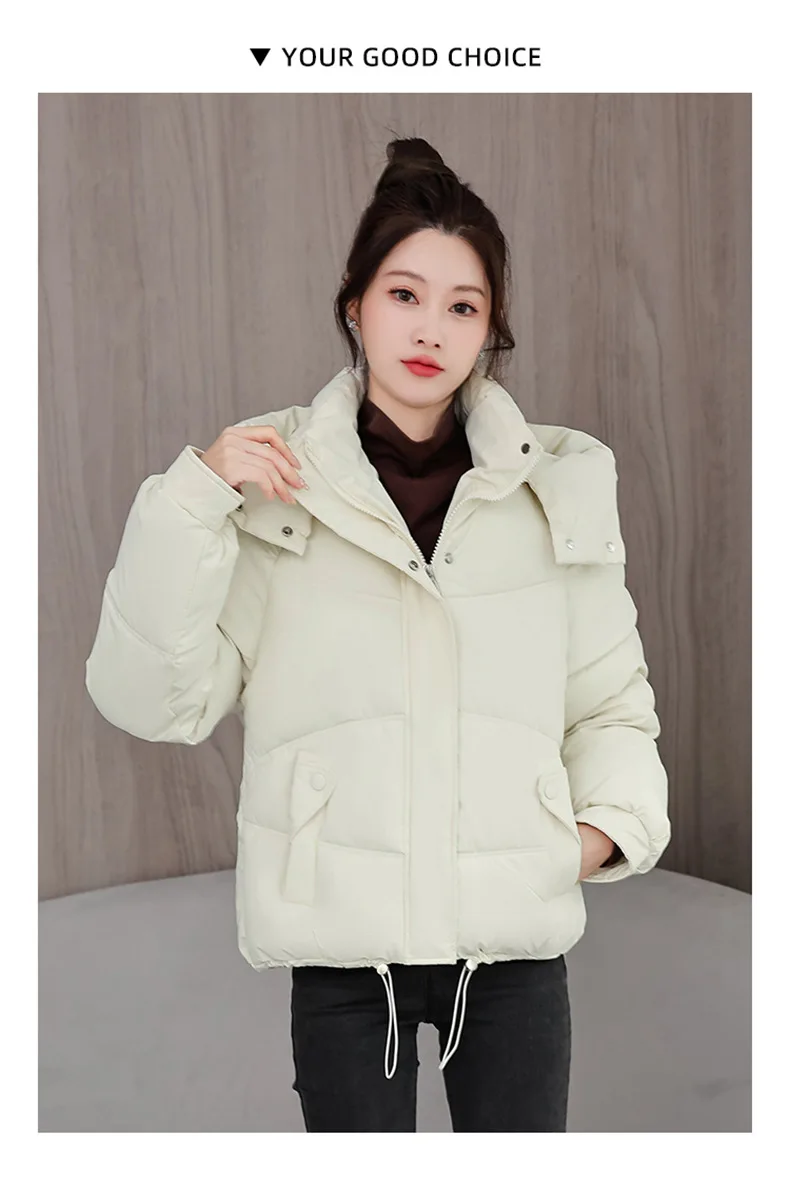 Winter Thick Puffer Coat Women Zip Up Windproof Russian Cold Weather Snow Jacket Detachable Hooded Outerwear Candy Color New