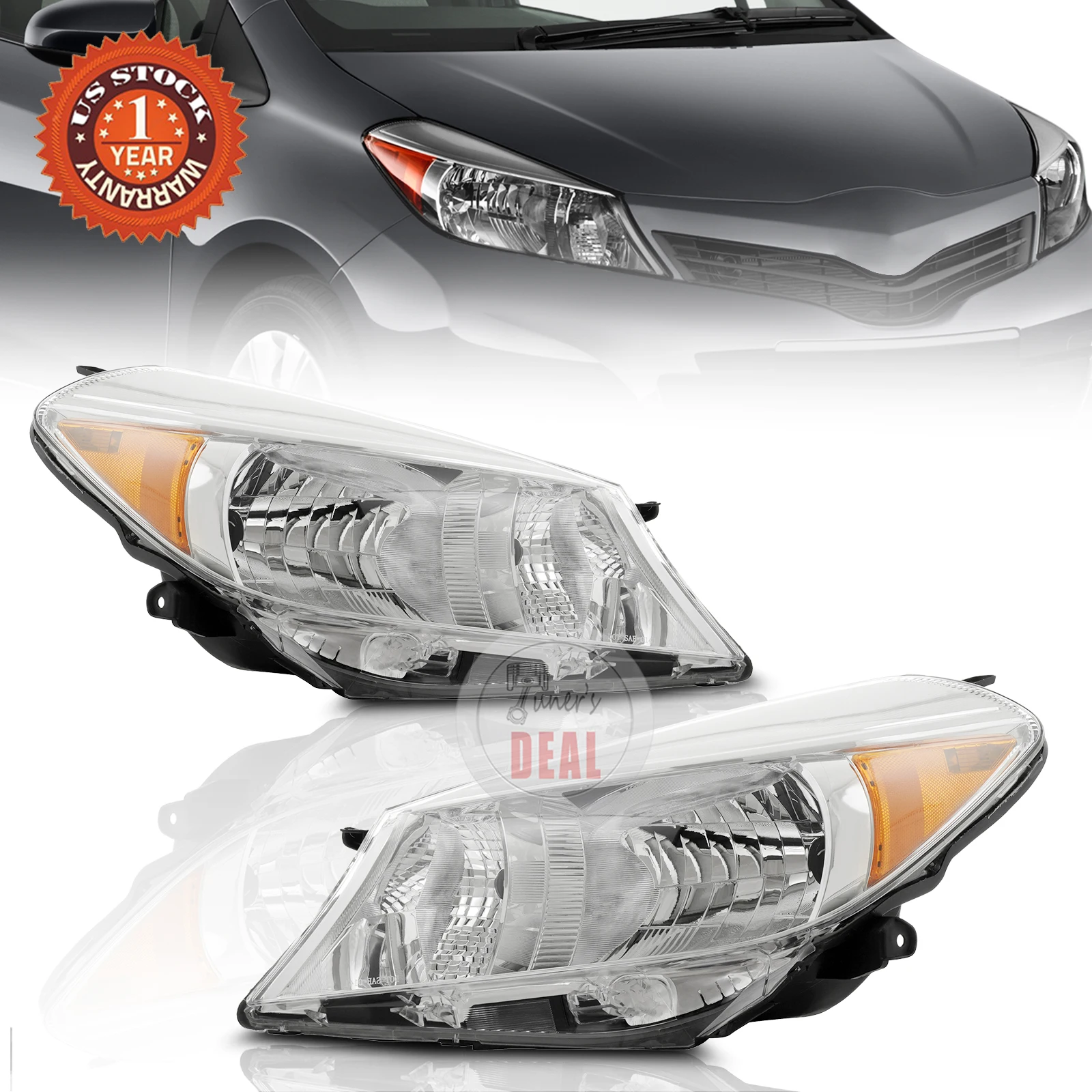 

For 2012 2013 2014 Toyota Yaris Hatchback Halogen Headlights HeadLamps Assembly Left Right Side Pair Auto Parts