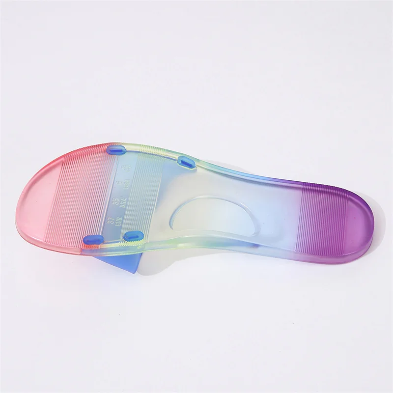 New Summer Style Fashionable and Comfortable Transparent Seaside Jelly Soft-soled Shoes One-word Wet Rubber Jelly Sandals