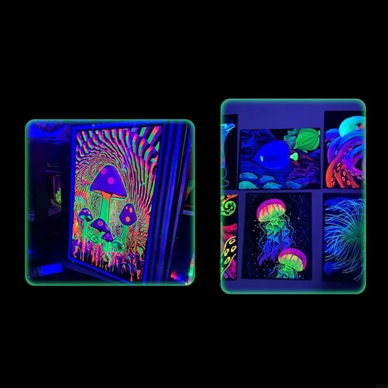Q5WA Glow Acrylic Paint Blacklight Reactive Fluorescent Paint for Rock