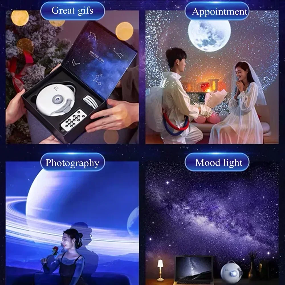 32 in 1 LED Star Projector Night Light Rechargeable Planetarium with Galaxy Projector Bluetooth Speaker Home Room Ceiling Decor