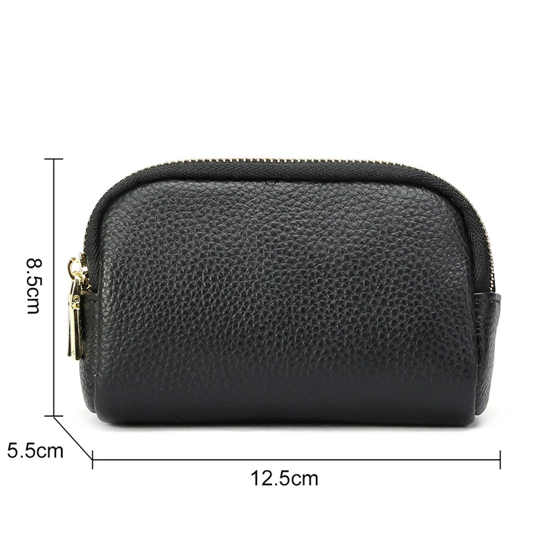 Three-zipper Women's Coin Purse Genuine Leather Fashion Short Small High Quality Card Holder Wallet Keychain Mini Clutch Purses