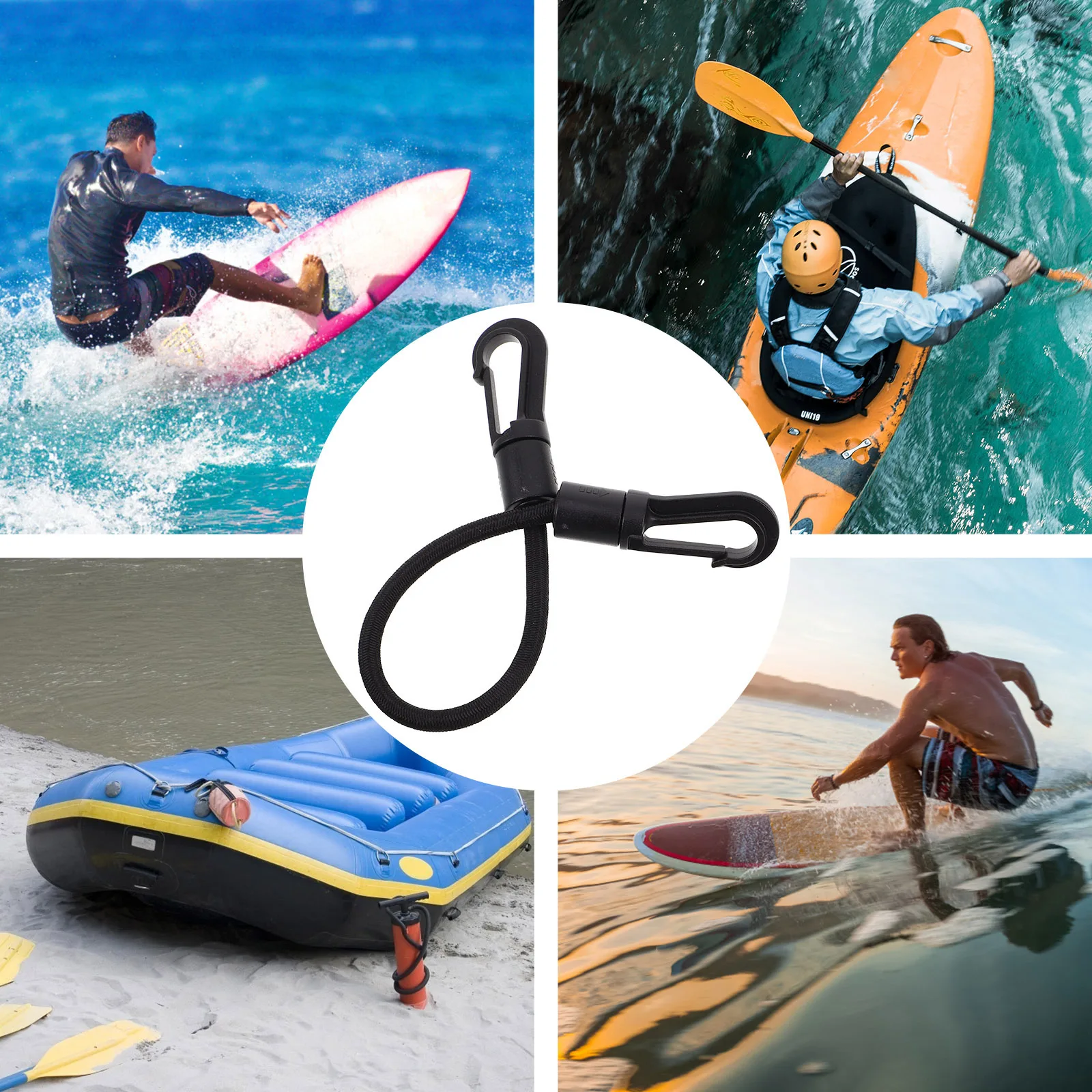 

5pcs Elastic Rope Hooks for Kayak Boating High Elasticity Dualhead Design Outdoor Accessories Bungee Cord Kit Surfboard Straps