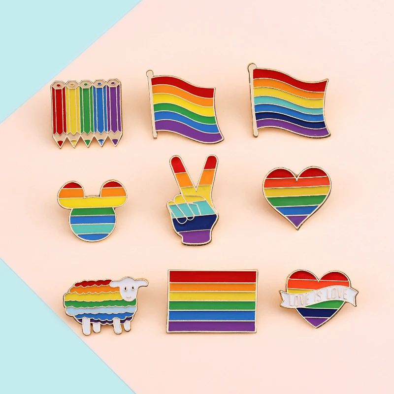 Miłość Pride Rainbow Pins serce Gay emalia Pin flagi ołówek owce broszki Intersex odznaka ubrania przypinki na klapę para biżuteria prezent