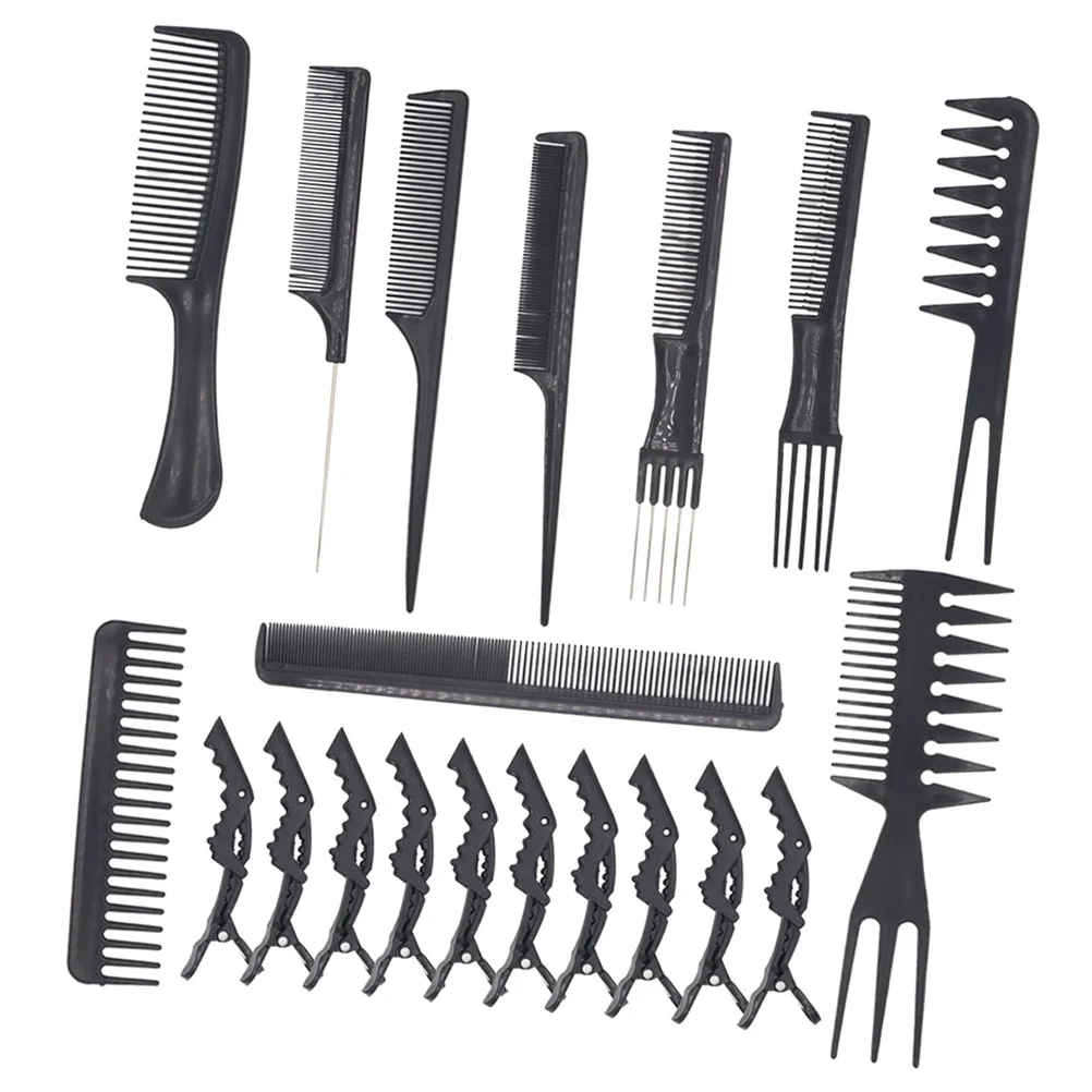 مجموعة واحدة من أدوات مشط تصفيف الشعر للرجال متعددة الوظائف ذات أسنان واسعة ومتينة من البلاستيك أداة تصفيف الشعر لصالون المنزل باللون الأسود #2