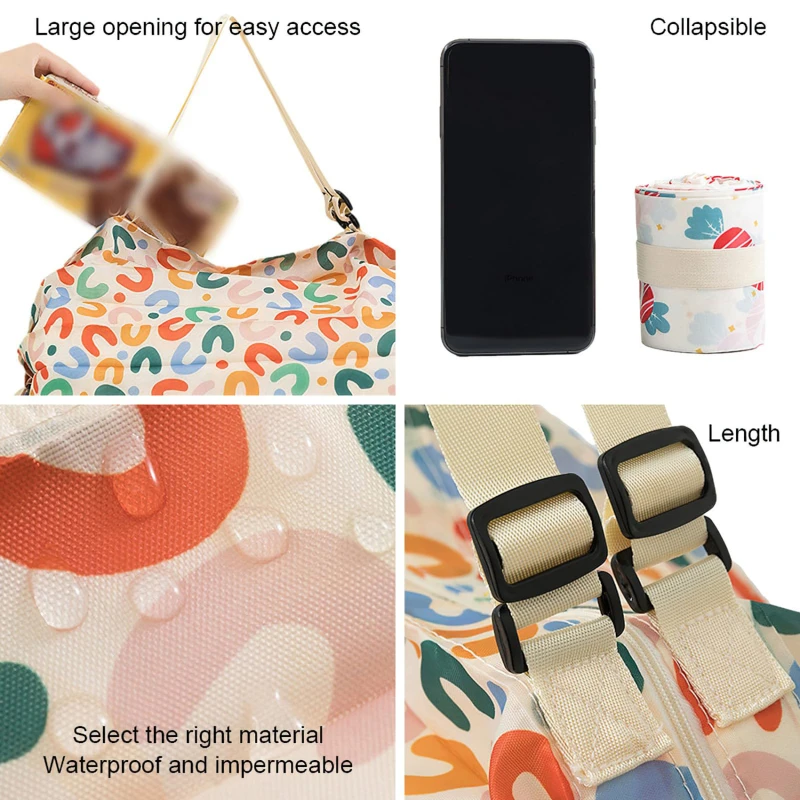 Big Eco-Friendly Folding Shopping Bag Reusable Portable Shoulder Handbag For Travel Grocery Fashion Pocket Tote