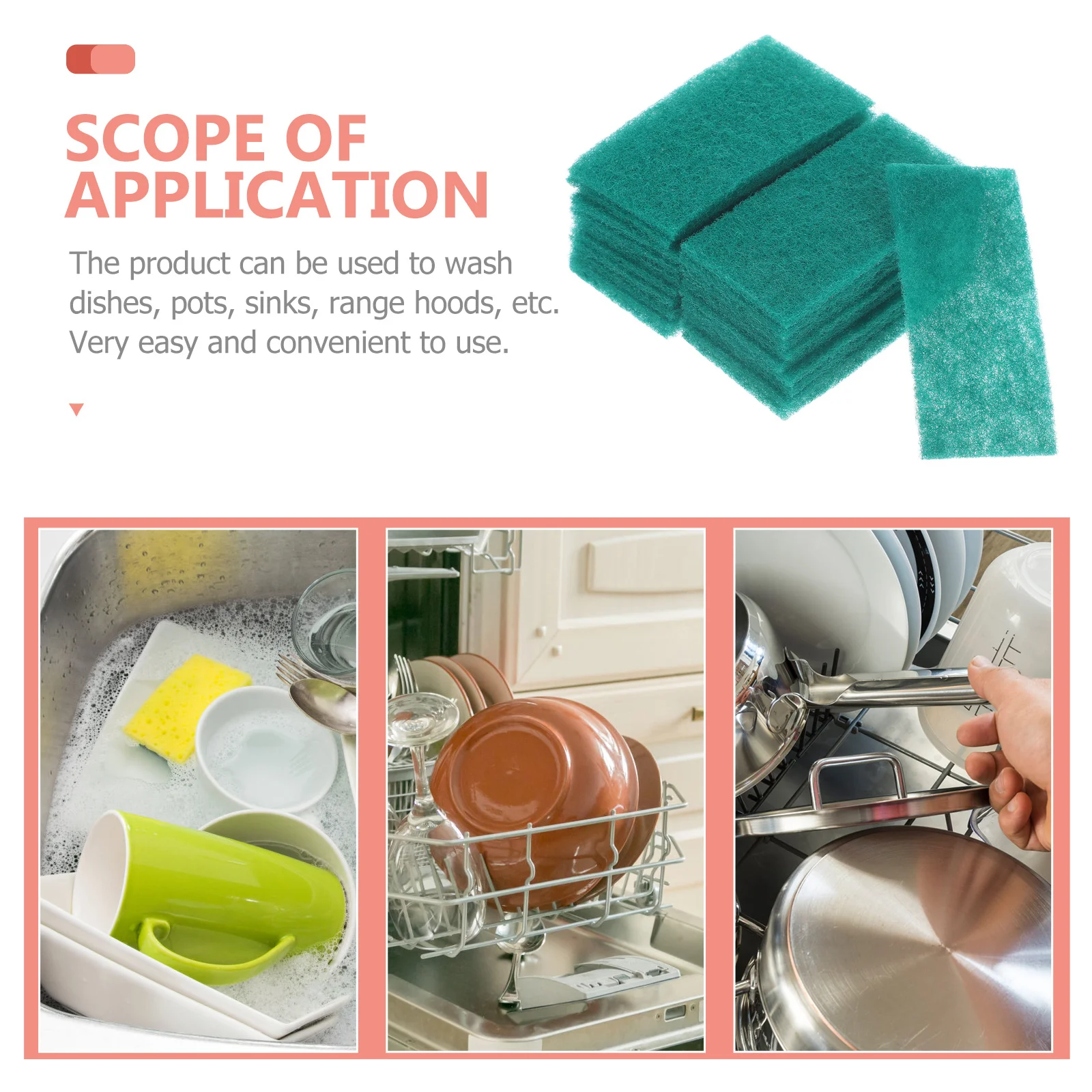 

20 Pcs Dishwashing Cleaning Wok Brush Compact Sponge Scrub Sponges for Household