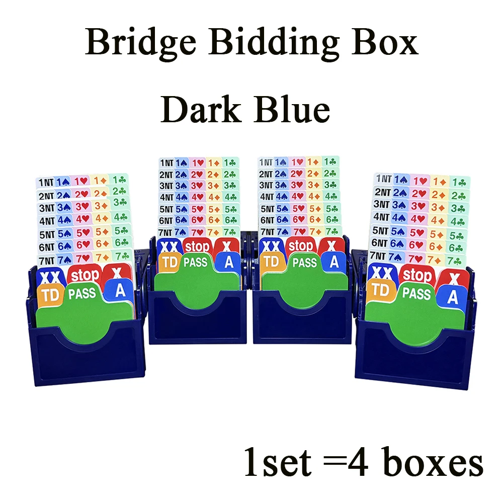 

Dark Blue Bridge Bidding Box Set (4-Pack) - Official Tournament Standard Includes Full Set of Bidding Cards