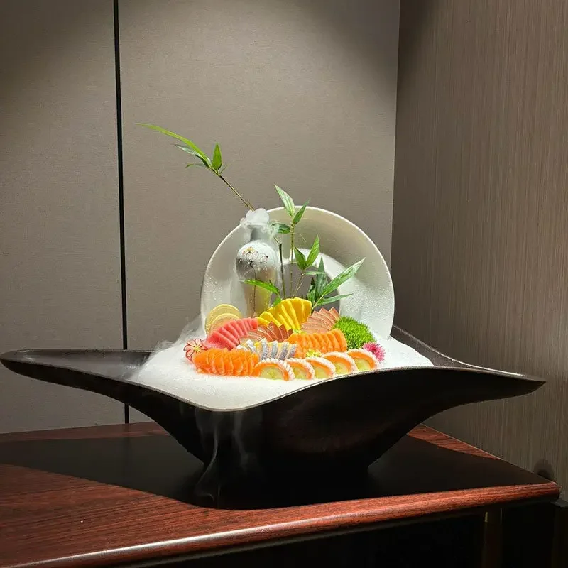 Seafood posture plate, high-end club sashimi plate, salmon special  hot pot restaurant beef and mutton  melamine