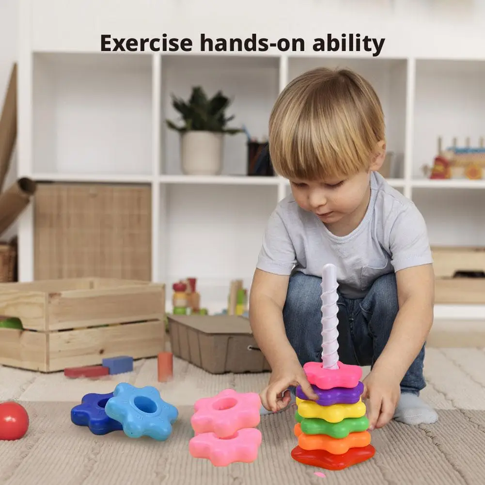 ตัวต่อเรนโบว์แบบมอนเตสซอรี่ ซ้อนและหมุนได้ - ของเล่นเสริมพัฒนาการสำหรับเด็ก ปลอดภัย สร้างสรรค์ เหมาะสำหรับการเรียนรู้ในวัยเริ่มต้น ของขวัญสำหรับเด็ก