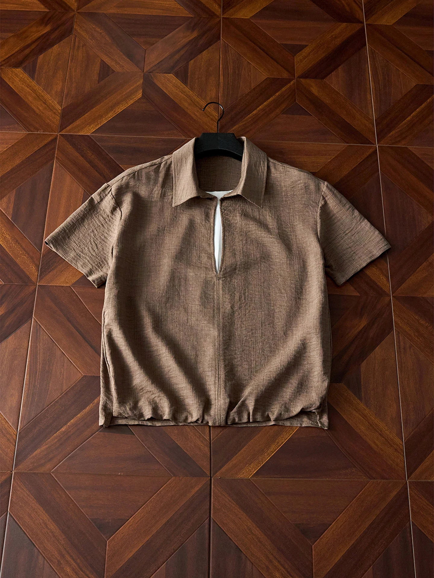 Lightweight Ice Silk Half Sleeve Shirt Men's Summer Casual Style Loose Fit Short Sleeve Linen Simulation Menswear Top