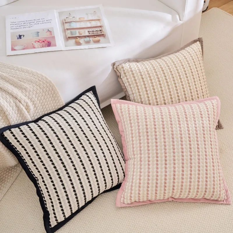 

Modern Chenille Striped Pillow Cover Fashionable Luxurious 3d Texture Jacquard Pillow Covers Living Room Sofa Cushion Case