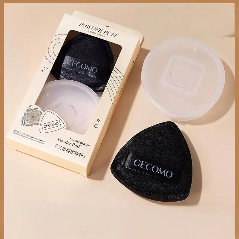 مثلث نفخة البودرة مع صندوق تخزين ماكياج نفخة الجافة والرطبة ذات الاستخدام المزدوج حلوى القطن وسادة التجميل وسادة هوائية أداة الجمال
