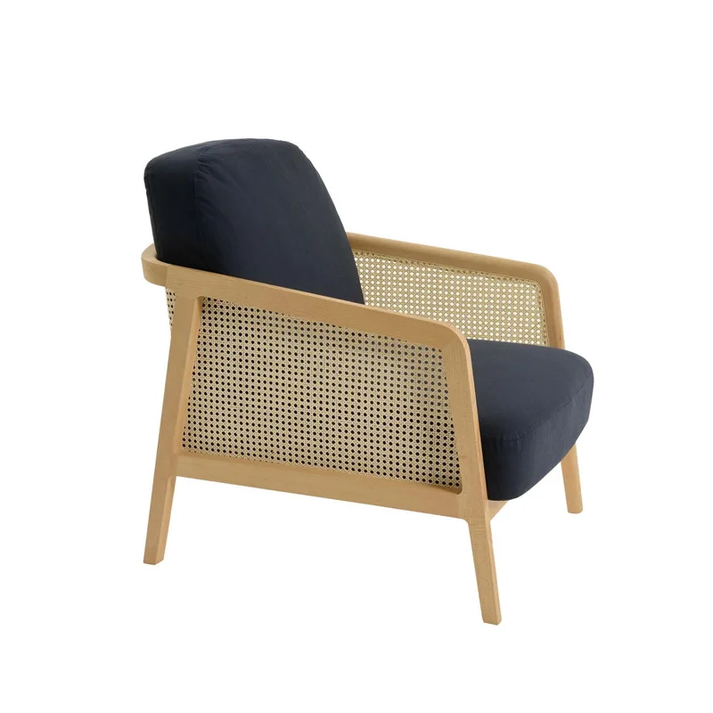 

Solid wood single sofa chair balcony creative rattan back recliner leisure bed and breakfast