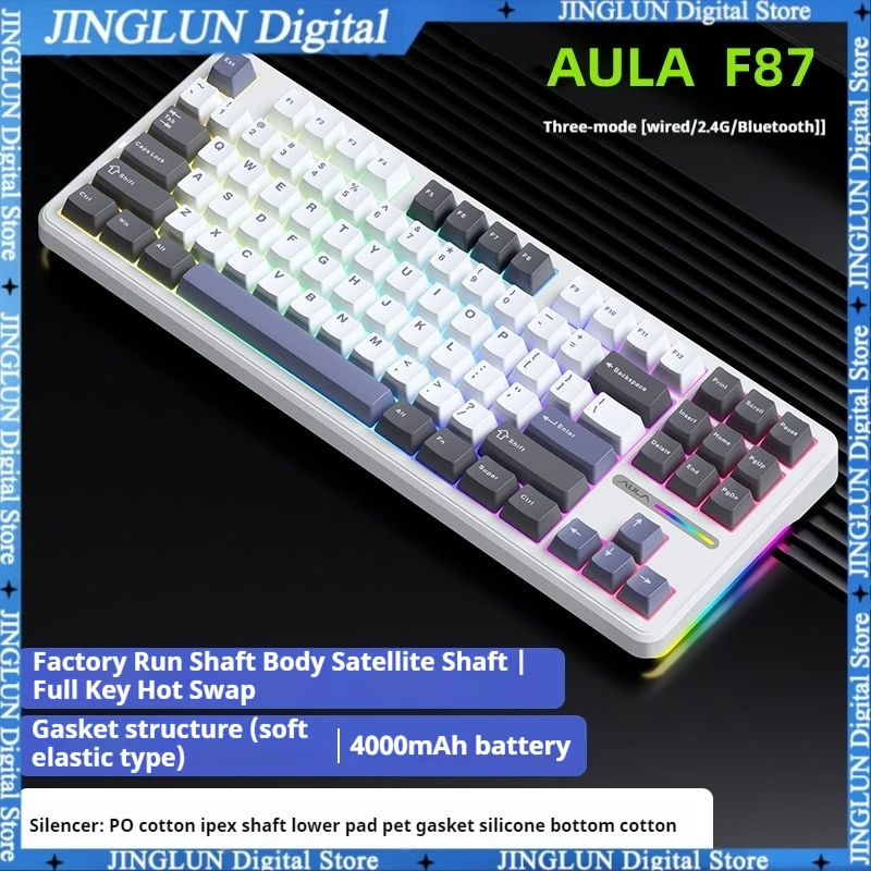 

Aula F87 Mechanical Keyboard Type-C 87 Keys Wired 80% Hot Swap RGB Gasket PBT Customized Pc Gaming Keyboard Gamer Esports Offic