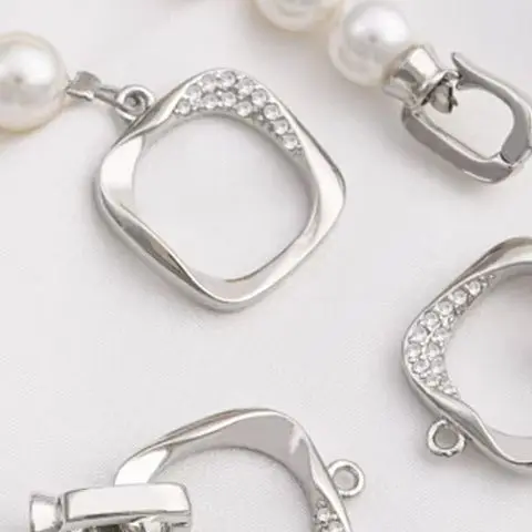 14-каратное золото с цирконием, геометрическая квадратная жемчужная пряжка, браслет ручной работы, ожерелье, разъем, ювелирный аксессуар C013 14-каратное золото с цирконием, геометрическая квадратная жемчужная пряжка, браслет ручной работы, ожерелье, разъем, ювелирный аксессуар C013