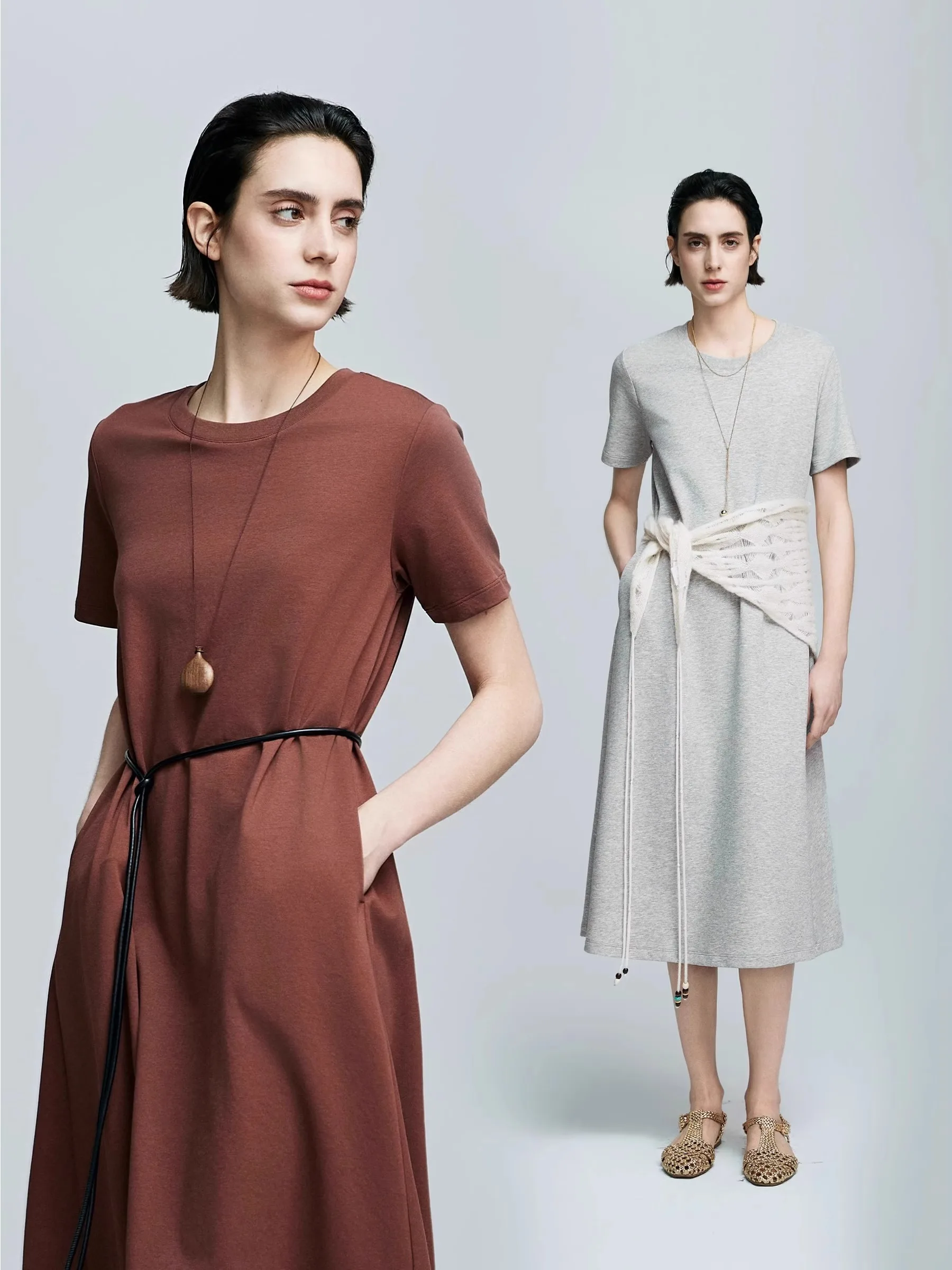 Luchtgevoel luie jurk met korte mouwen Lente/Zomer 2025, halflange T-shirtjurk dames Huidvriendelijk en ademend