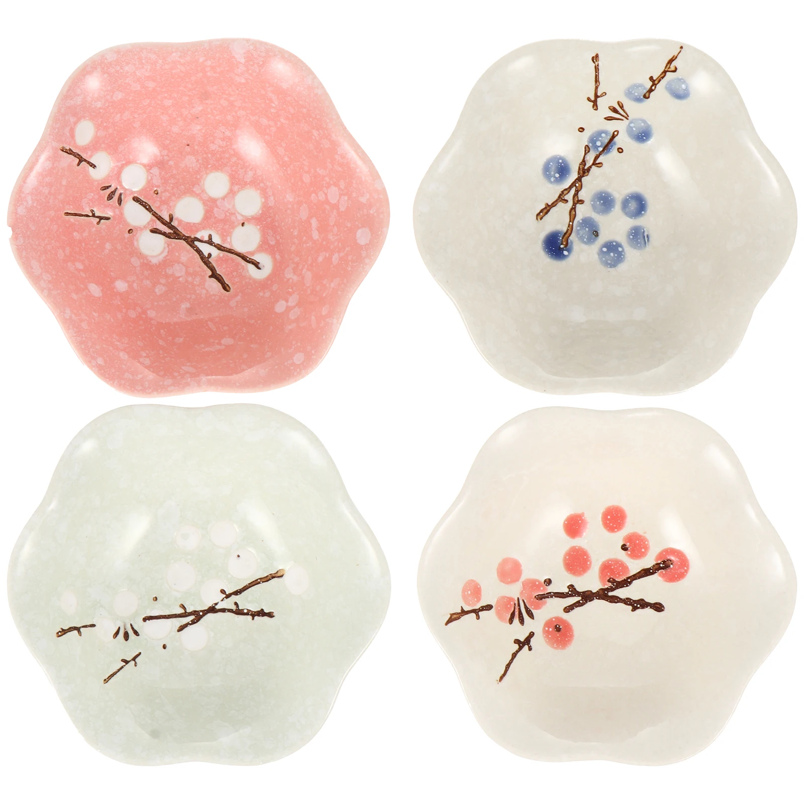 

4Pcs Hand-Painted Sauce Dishes Creative Dipping Bowls Good Quality Material Super Heat Resistance Home Kitchen Party Camping
