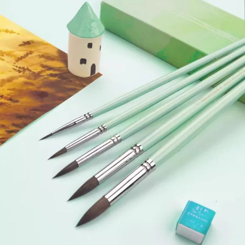 5 unids/set pinceles de pintura de detalle profesional punta fina varilla de madera para dibujo al óleo acrílico pintura acuarela pincel en miniatura