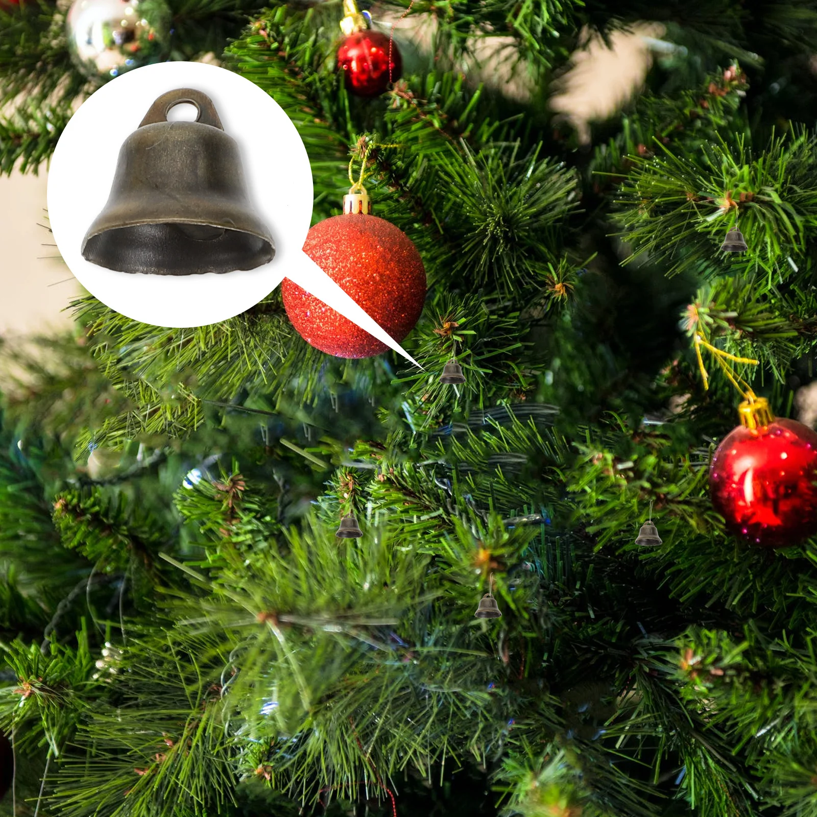 100 Pcs Bronze Horn Bell Hanging Pendant Small Decorative Bells Vintage Christmas Xmas Tree Rural Bag