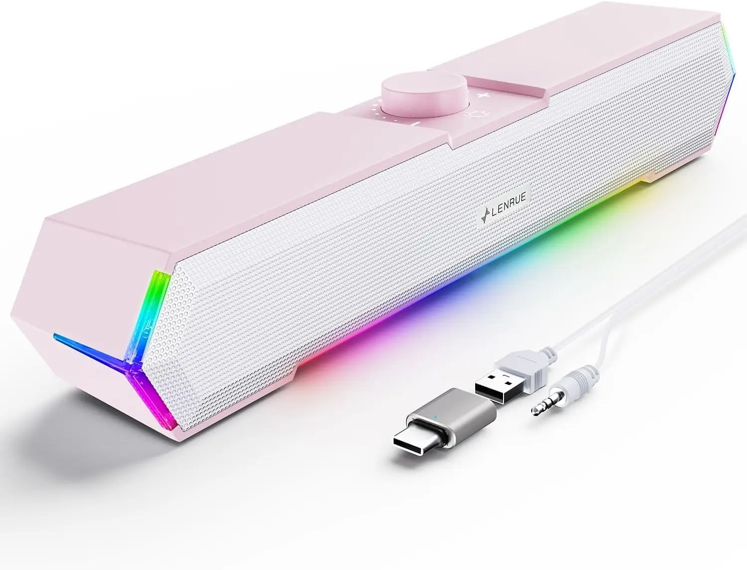 

Компьютерные колонки Touch Light USB-C для настольных ПК и ноутбуков, с чистым звуком, розового цвета