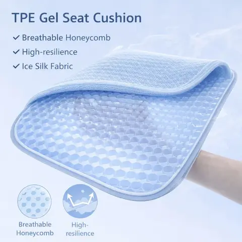 TPE Gel Seat Cushion Summer Breathable Honeycomb Esign Ice Silk Fabric High-resilience 3D TPE Gel for Home Office Car