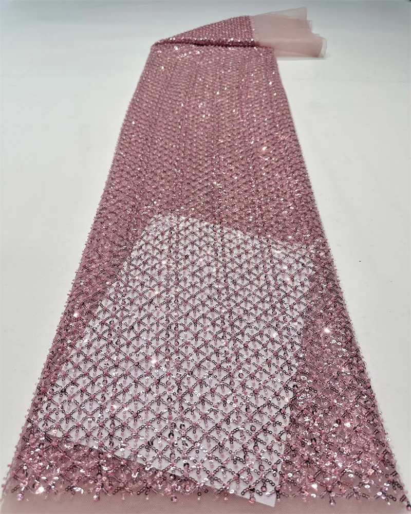 Tissu africain en dentelle à paillettes pour la couture de robe de mariée, tissu français nigwin marié, haute qualité, 5 mètres, 2025