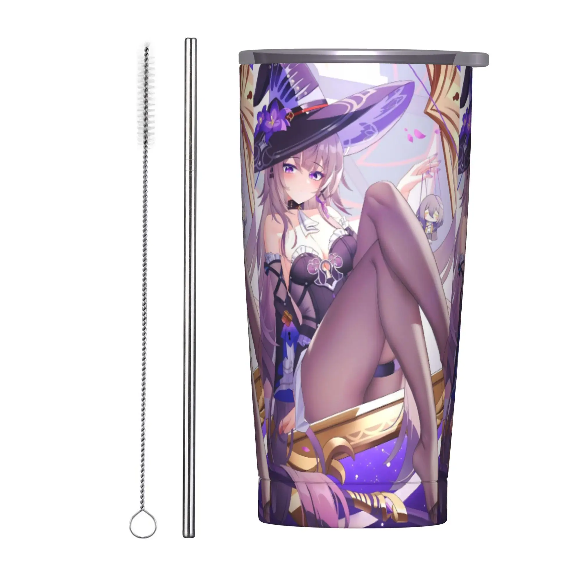 Herta Tumbler Vacuum Insulated Honkai Anime Thermal Cup Vacuum Flask Office Home Mug Spill Proof, 20oz