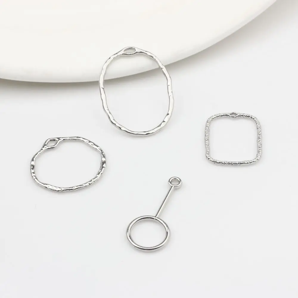 10PCS Alloy Round Square Hollow Out Geometry Charms For Jewelry Making Handmade DIY Bracelet Earrings Necklace Pendant Component