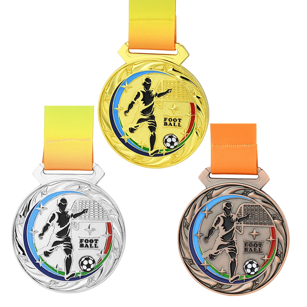 School Sports Football Competition Medal Games Prizes Gold Silver Bronze Medals Trophy Commemorative Medal for Souvenir Gift