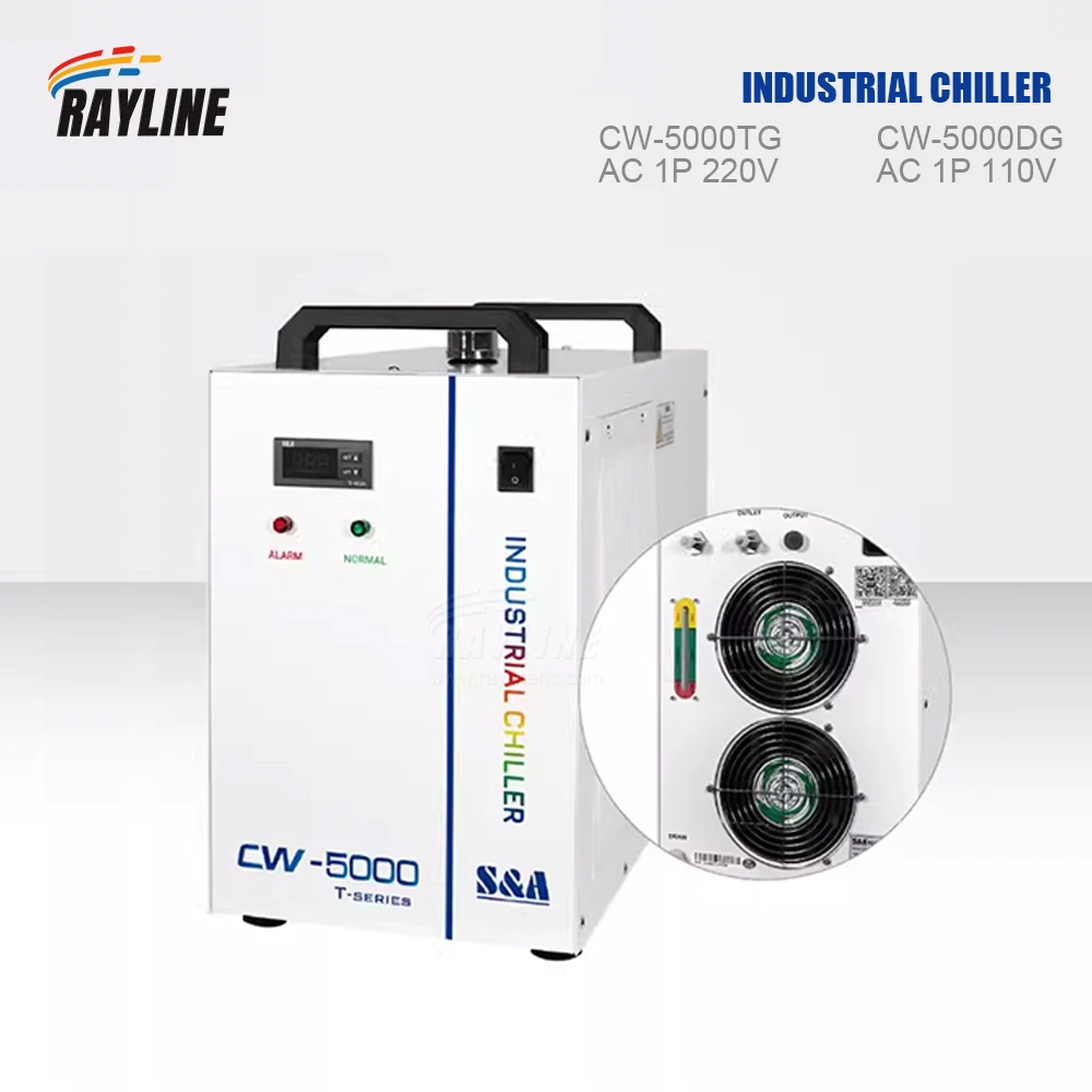 RayLine S&A CW5000 Industrial Water Chiller for CO2 Engraving Cutting Machine Cooling 40W 50W 60W 80W Laser Tube DG110V TG220V