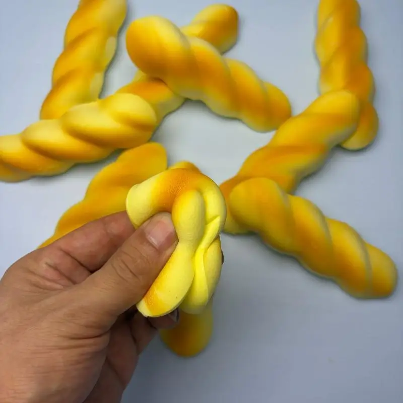 Fake Lifelike Twisted Bread Stress Relief Toy Soft Realistic Food Model  for Kids Birthday Gift Home Desk Ornament