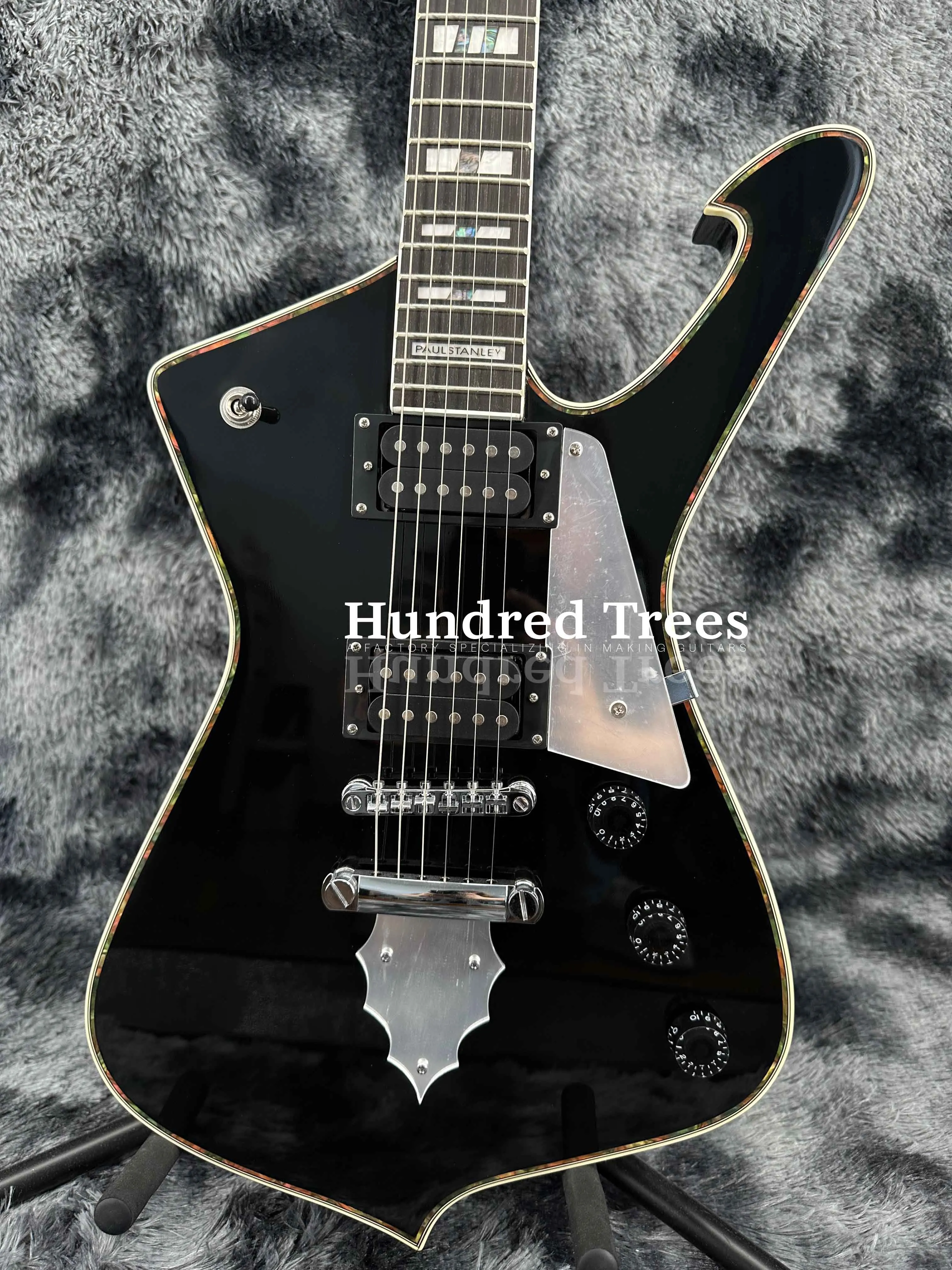 Custom Shop PS Iceman Electric Guitar Paul Stanley Black Solid Body w/ Pickguard Free shipping