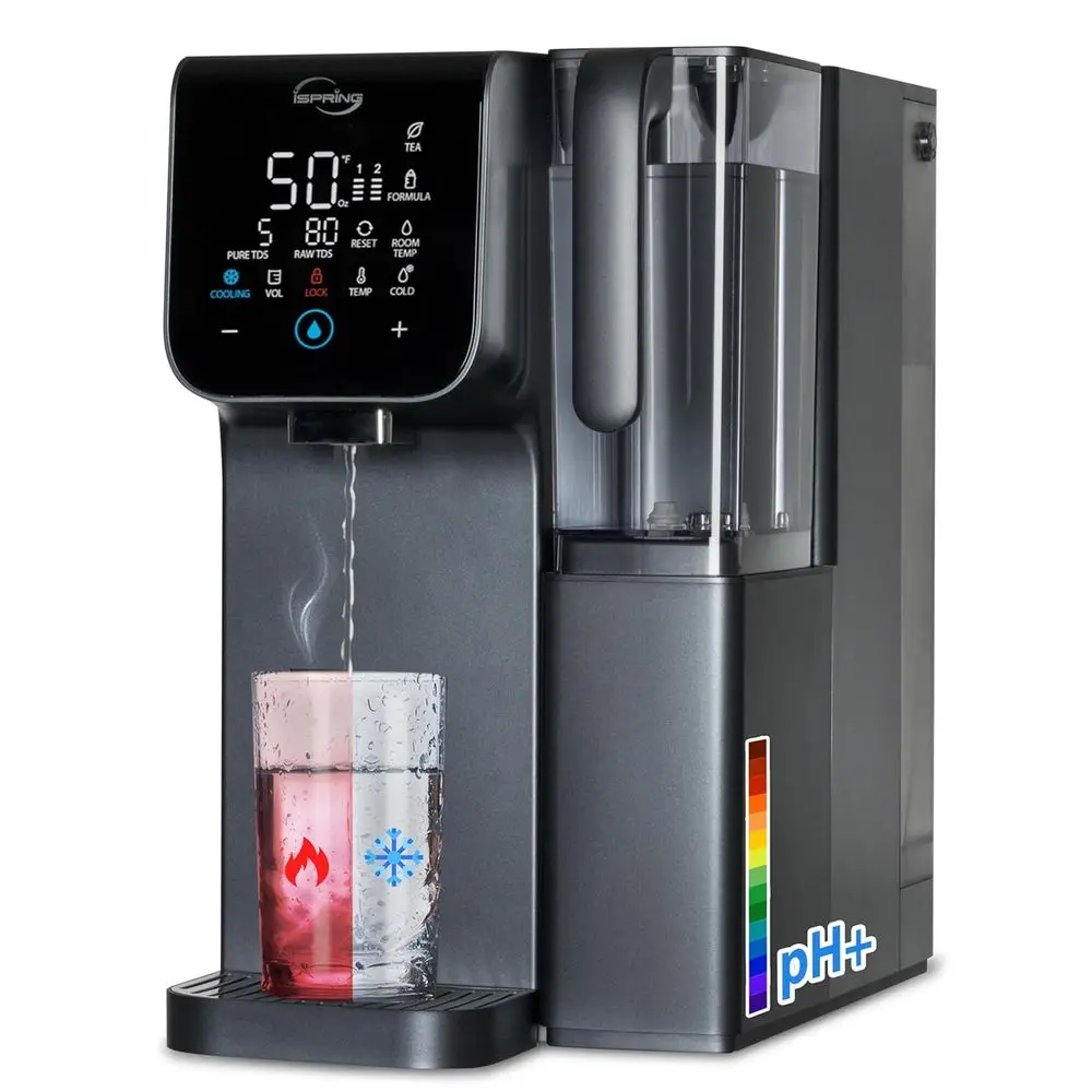 

RCD100HCG Hold Reverse Osmosis System Countertop, Alkaline RO Water ilter Dispenser, 9 Temperature & 6 Dispensing Volume Options
