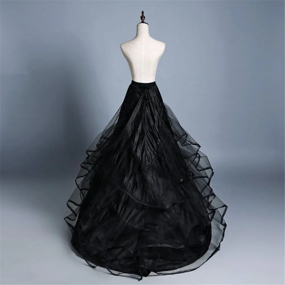 Preto multi camadas de casamento feminino underskirt meninas hoop petticoat crinoline underskirt preto