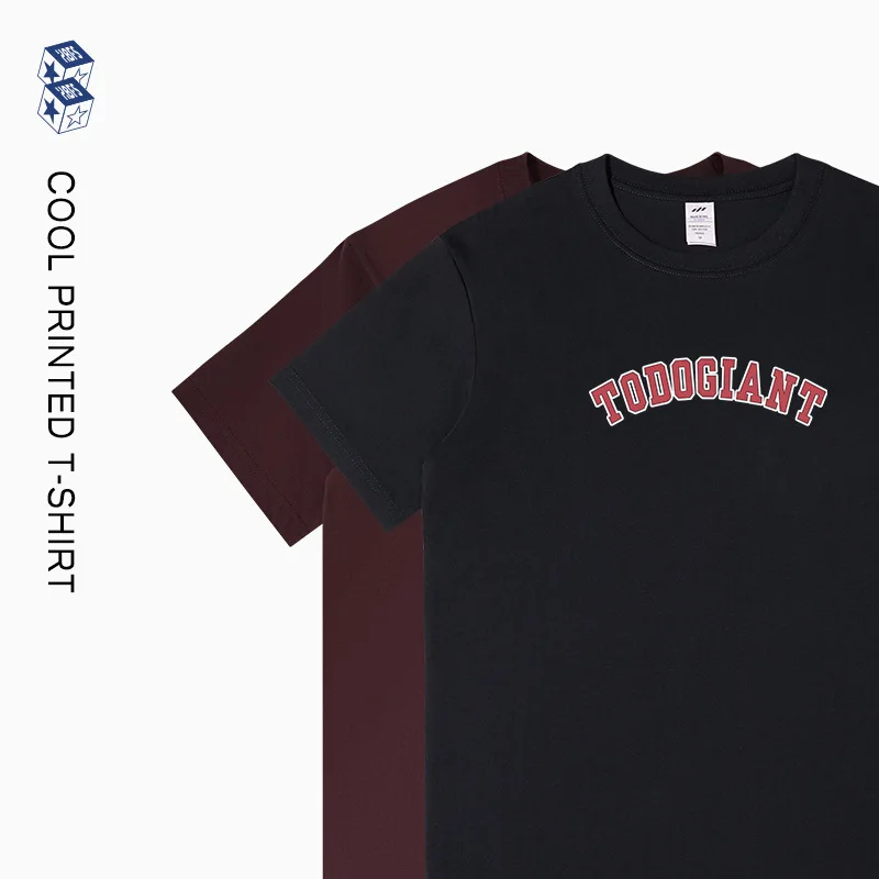 Black White Heavy-duty Pure Cotton T-shirt Thickened Threaded Round Neck Short Sleeves Three Needle Half Sleeve Tees