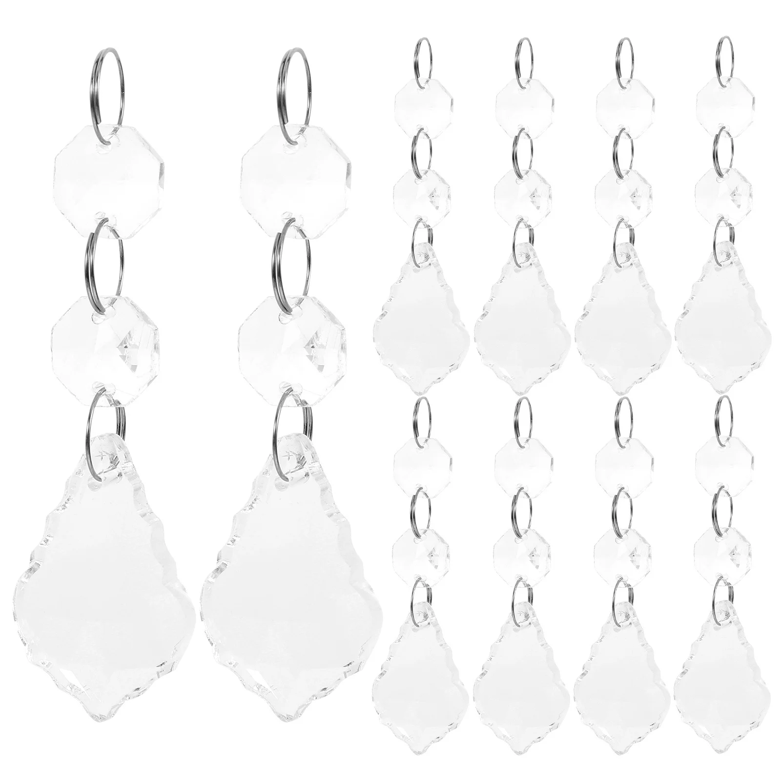 

10 шт. восьмиугольных хрустальных подвесок для замены ламп, декоративные подвесные кольца для потолочных светильников, подвески для декора своими руками
