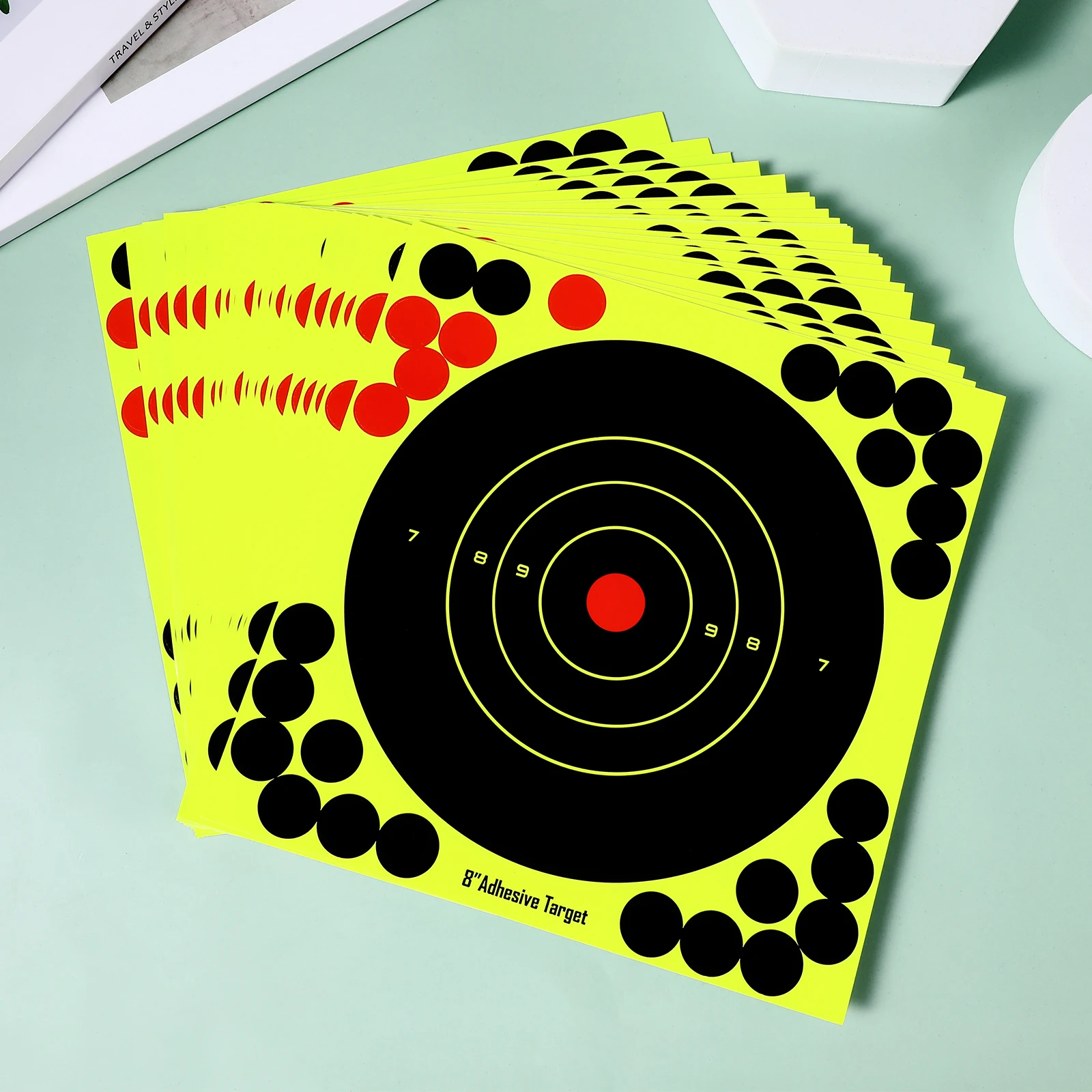 25개 조준 스티커 형광 자가 접착 스플래터 타겟 양궁 다트 스포츠 연습용 원형 종이 액세서리