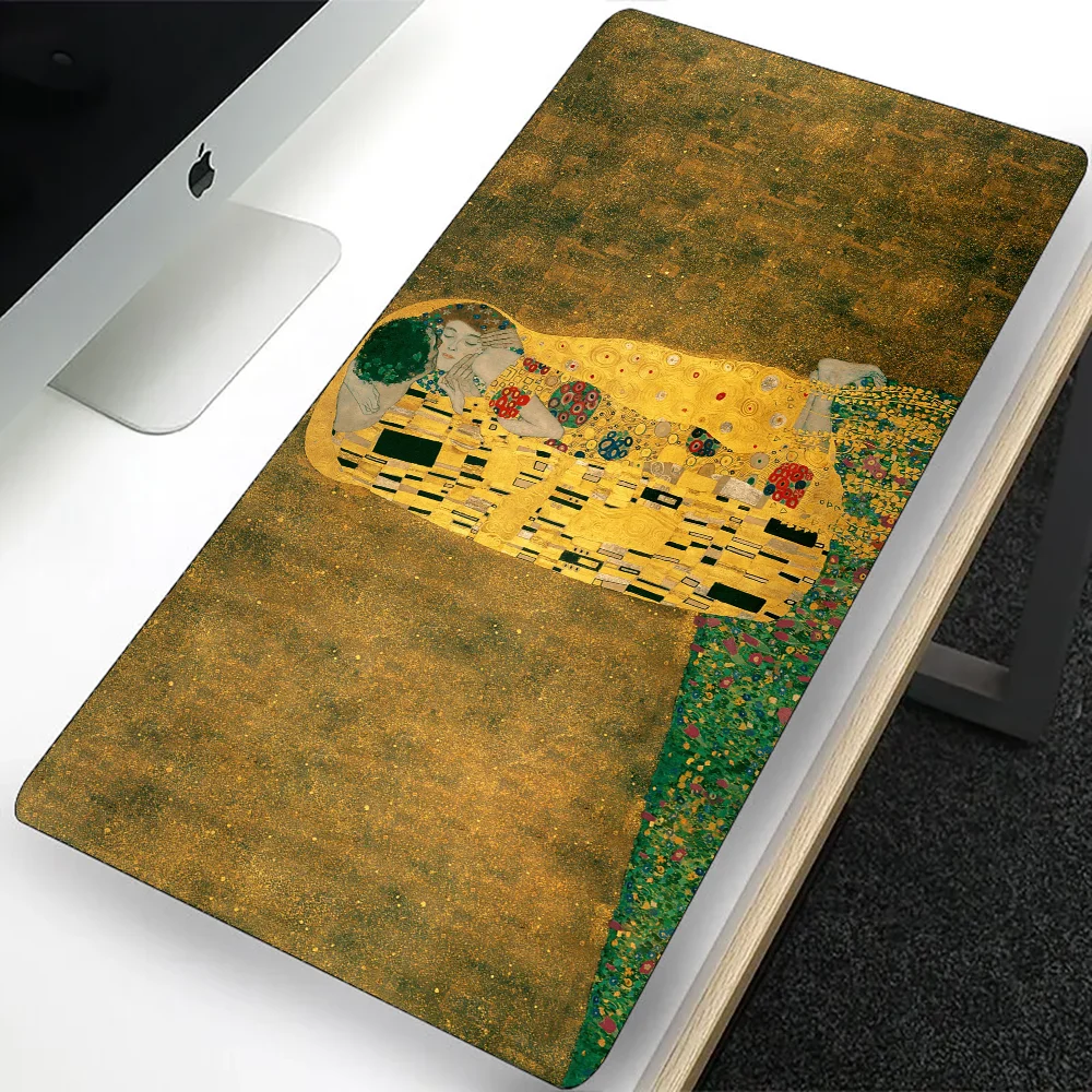 The Kiss Gustav Klimt Large Gaming Mouse Pad Computer Mousepad PC Gamer Laptop Mouse Mat Office Mausepad Keyboard Mat Desk Pad