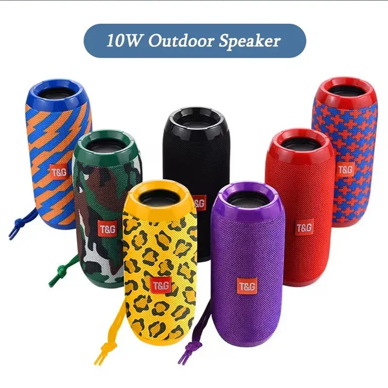 TG117 Portable Bluetooth Speaker TWS Wireless Dual Bass Outdoor Column Boombox FM AUX TF Card Music Player For Camping Riding