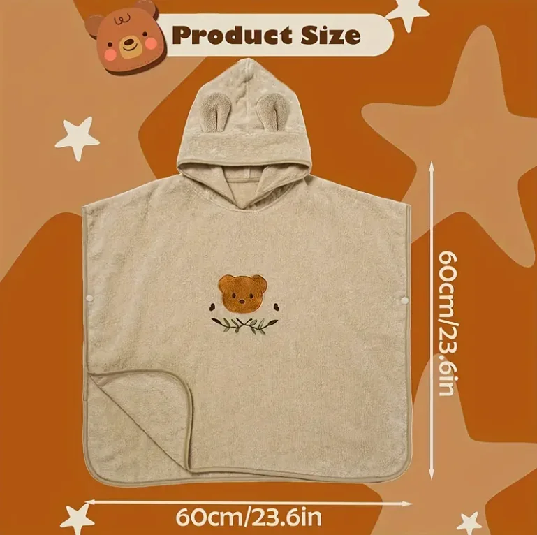 Asciugamano da bagno per bambini |   Asciugamano da bagno per bambini ricamato personalizzato |   Per 3-6 anni |   Morbido e caldo con cappuccio assorbente