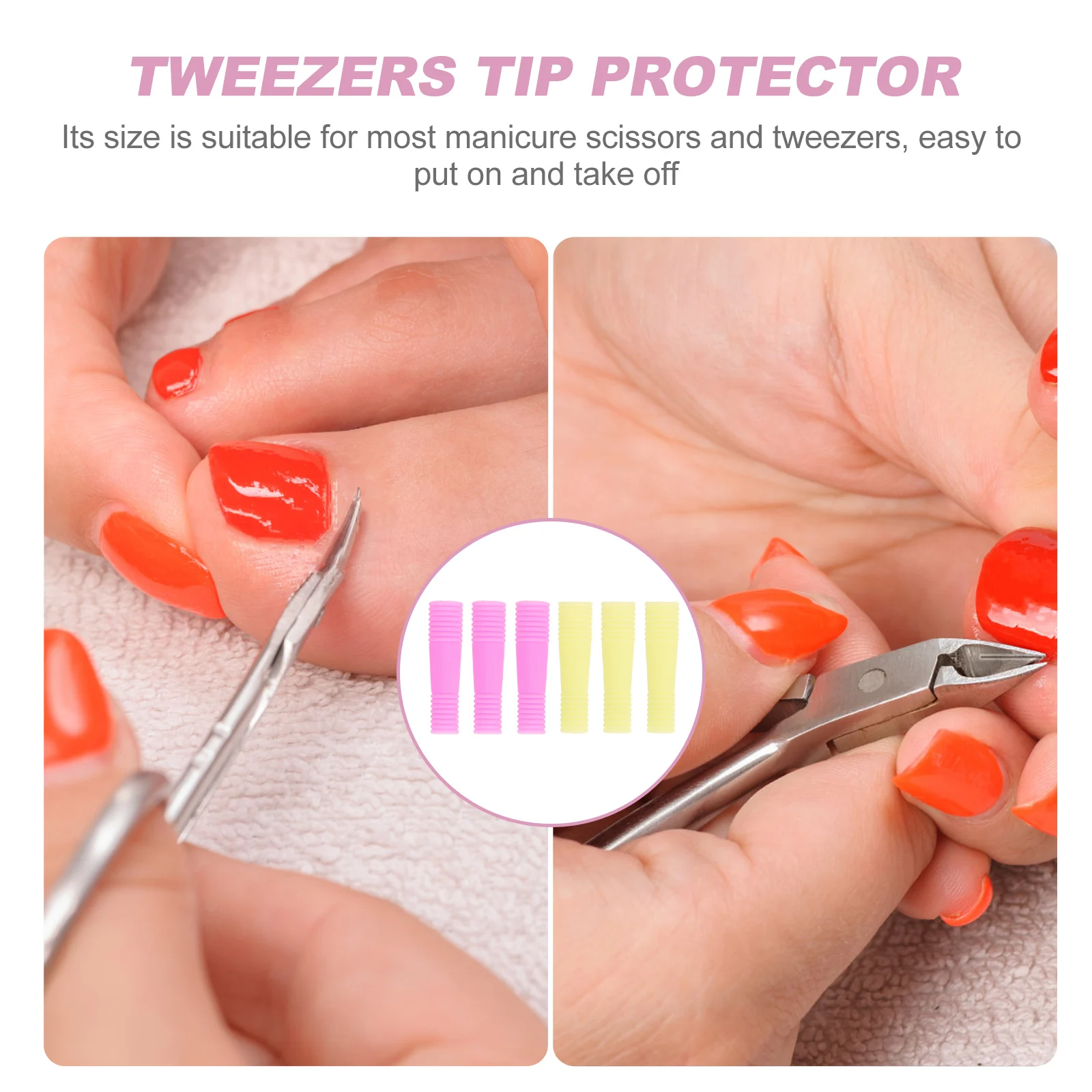 

6 Pcs Silicone Case Tweezers Covers Sleeve Protector Manicure Protective Caps Silica Gel Scissors Nail Art