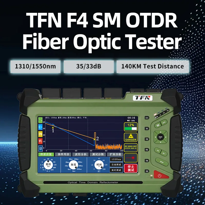 TFN F4 OTDR Optical Time Domain Reflectometer SM 35 33dB 140KM Test Distance with OPM VFL Functions