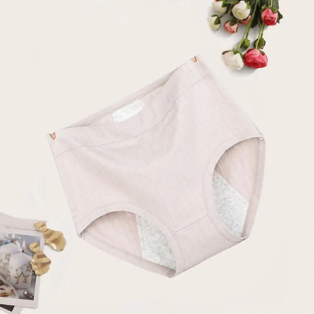 سراويل داخلية نسائية مضلعة عالية الخصر بلون واحد لعام 2026 سراويل داخلية فسيولوجية مانعة للتسرب