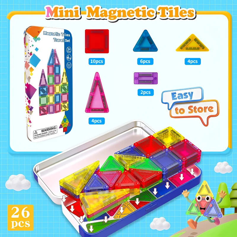 26/37/42 قطعة كتل مغناطيسية صغيرة الحجم مع صندوق حديد لتقوم بها بنفسك مجموعة مصممة منشئ المغناطيس ألعاب بناء نموذجية للأطفال هدية #6