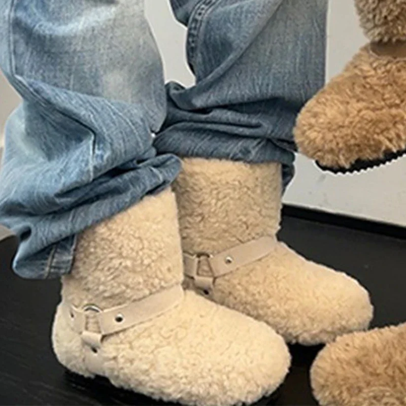 

Fur Women's Snow Boots Flats Casual Warm Sport Cotton Shoes Designer Winter Ankle Boots 2025 Short Plush Botas Mujer Zapatos