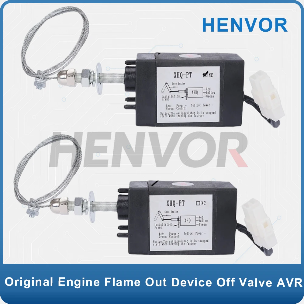 NO Diesel Generator Engine Flame-Out Device, Off Valve Stop Solenoid, 12V 24V XHQ-PT, Power Generator Parts Accessories